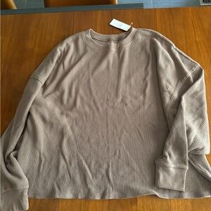 Abercrombie & Fitch Tan oversized knit lounge tee